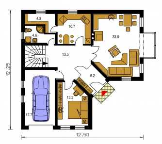 Image miroir | Plan de sol du rez-de-chaussée - PREMIER 140